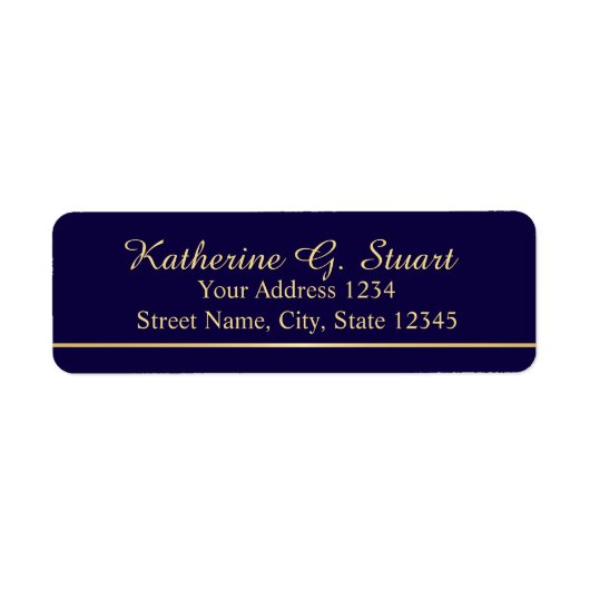 Navy Blue en Faux Gold Foil Elegant Script Etiket (Voorkant)