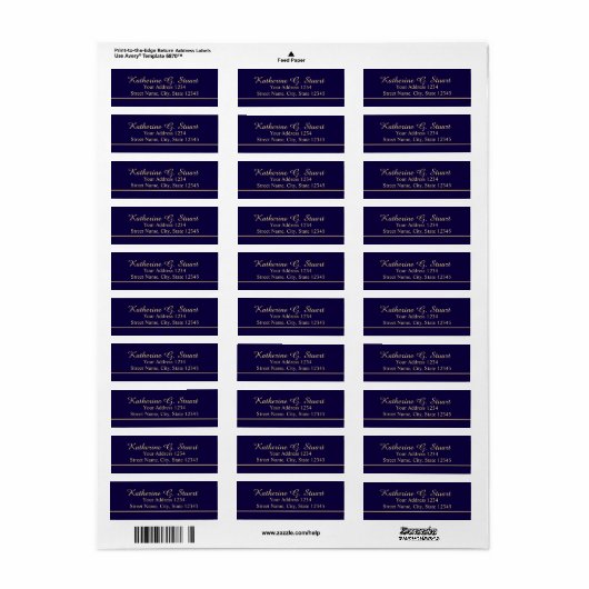 Navy Blue en Faux Gold Foil Elegant Script Etiket (Full Sheet)