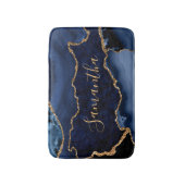Navy Blue en Faux Gold Glitter Marble Agate Badmat (Voorkant Verticaal)