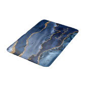 Navy Blue en Faux Gold Glitter Marble Agate Badmat (Gekanteld)