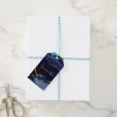 Navy Blue en Faux Gold Glitter Marble Agate Cadeaulabel (Met Touw)