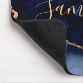 Navy Blue en Faux Gold Glitter Marble Agate Muismat (Hoek)