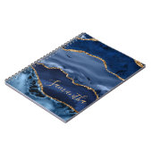 Navy Blue en Faux Gold Glitter Marble Agate Notitieboek (Linkerzijde)