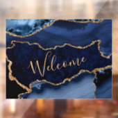 Navy Blue en Faux Gold Glitter Marble Agate Raamsticker (Vel 2)