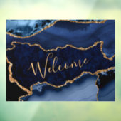 Navy Blue en Faux Gold Glitter Marble Agate Raamsticker (Vel 3)