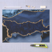 Navy Blue en Faux Gold Glitter Marble Agate Tissuepapier (Craft)