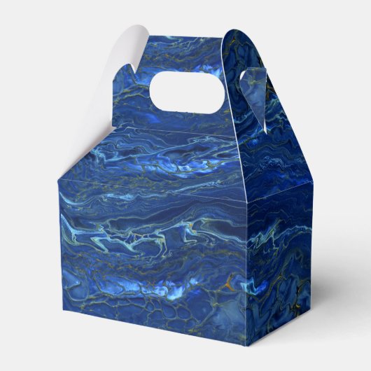 Navy Blue en Faux Gold Marble Acrylic Abstraction Bedankdoosjes (Voorkant Zijde)