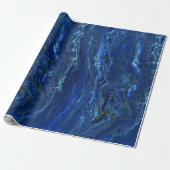 Navy Blue en Faux Gold Marble Acrylic Abstraction Cadeaupapier (Uitgerold)