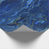 Navy Blue en Faux Gold Marble Acrylic Abstraction Cadeaupapier (Hoek)