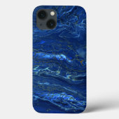 Navy Blue en Faux Gold Marble Acrylic Abstraction Case-Mate iPhone Case (Achterkant)