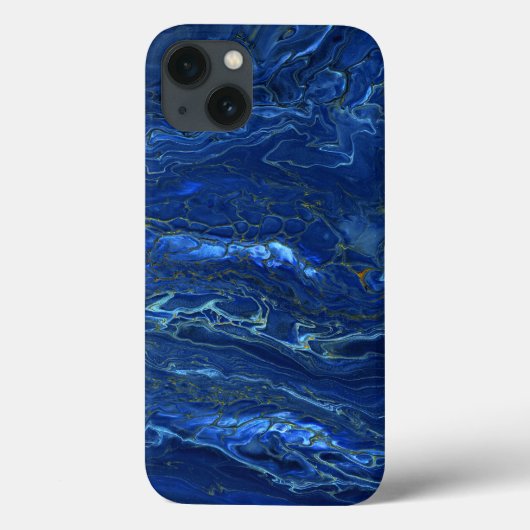 Navy Blue en Faux Gold Marble Acrylic Abstraction Case-Mate iPhone Case (Achterkant)