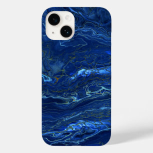 Navy Blue en Faux Gold Marble Acrylic Abstraction Case-Mate iPhone 14 Hoesje