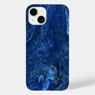 Navy Blue en Faux Gold Marble Acrylic Abstraction Case-Mate iPhone 14 Hoesje