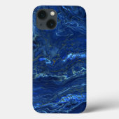 Navy Blue en Faux Gold Marble Acrylic Abstraction Case-Mate iPhone Case (Achterkant)