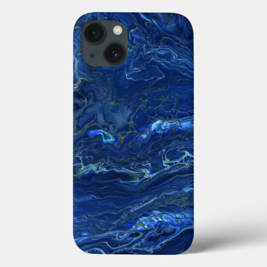 Navy Blue en Faux Gold Marble Acrylic Abstraction Case-Mate iPhone Case (Achterkant)