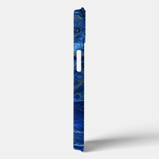 Navy Blue en Faux Gold Marble Acrylic Abstraction Case-Mate iPhone Case (Achterkant / Rechts)