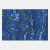 Navy Blue en Faux Gold Marble Acrylic Abstraction Inpakpapier Vel (Voorkant 3)