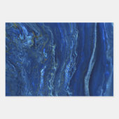 Navy Blue en Faux Gold Marble Acrylic Abstraction Inpakpapier Vel (Voorkant 3)