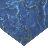 Navy Blue en Faux Gold Marble Acrylic Abstraction Korte Tafelloper (Hoek)
