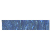 Navy Blue en Faux Gold Marble Acrylic Abstraction Korte Tafelloper (Horizontaal)