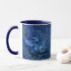Navy Blue en Faux Gold Marble Acrylic Abstraction