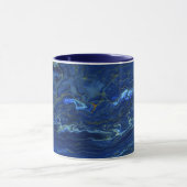 Navy Blue en Faux Gold Marble Acrylic Abstraction Mok (Midden)