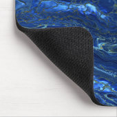 Navy Blue en Faux Gold Marble Acrylic Abstraction Muismat (Hoek)