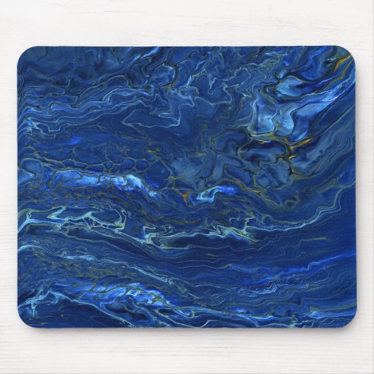 Navy Blue en Faux Gold Marble Acrylic Abstraction Muismat (Voorkant)