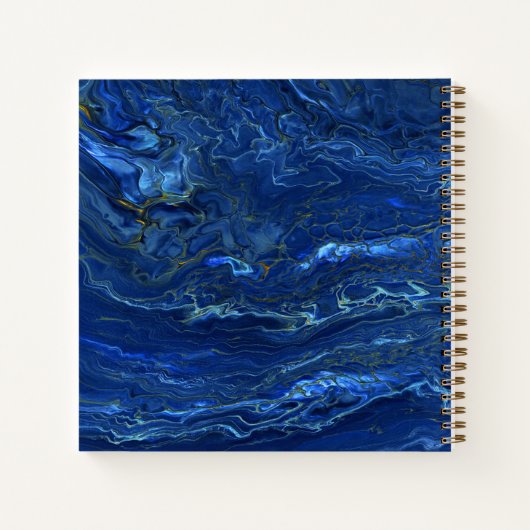 Navy Blue en Faux Gold Marble Acrylic Abstraction Notitieboek (Achterkant)