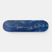 Navy Blue en Faux Gold Marble Acrylic Abstraction Persoonlijk Skateboard (Horizontaal)