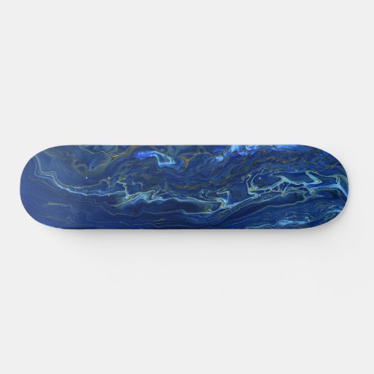 Navy Blue en Faux Gold Marble Acrylic Abstraction Persoonlijk Skateboard (Horizontaal)