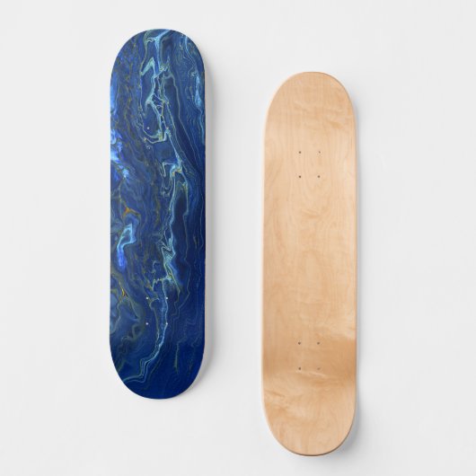 Navy Blue en Faux Gold Marble Acrylic Abstraction Persoonlijk Skateboard (Voorkant)
