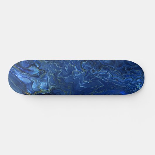 Navy Blue en Faux Gold Marble Acrylic Abstraction Persoonlijk Skateboard (Horizontaal)