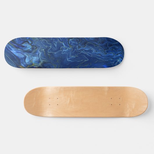 Navy Blue en Faux Gold Marble Acrylic Abstraction Persoonlijk Skateboard (Horizontaal)