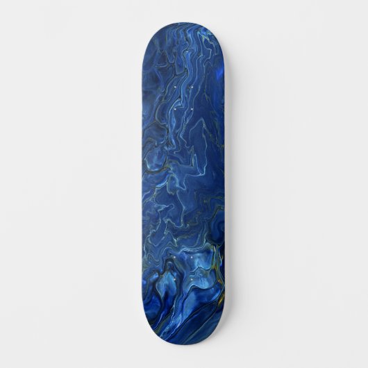 Navy Blue en Faux Gold Marble Acrylic Abstraction Persoonlijk Skateboard (Voorkant)