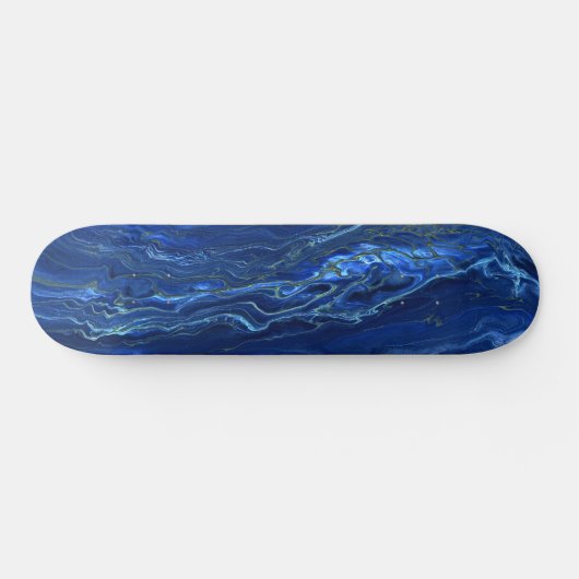 Navy Blue en Faux Gold Marble Acrylic Abstraction Persoonlijk Skateboard (Horizontaal)