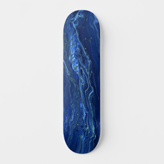 Navy Blue en Faux Gold Marble Acrylic Abstraction Persoonlijk Skateboard (Voorkant)