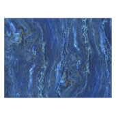 Navy Blue en Faux Gold Marble Acrylic Abstraction Tafelkleed (Voorkant (Horizontaal))