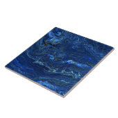 Navy Blue en Faux Gold Marble Acrylic Abstraction Tegeltje (Zijkant)