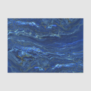 Navy Blue en Faux Gold Marble Acrylic Abstraction Tissuepapier
