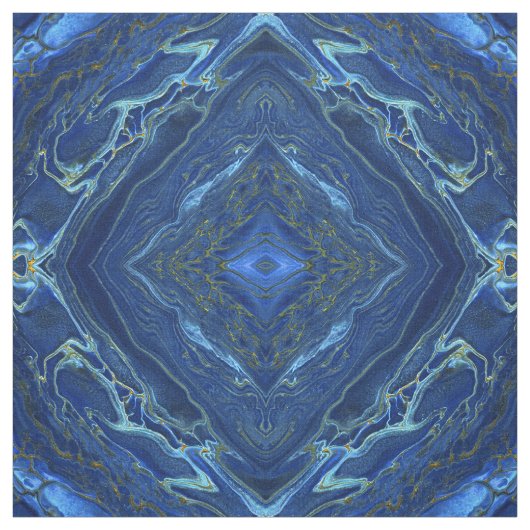 Navy Blue en Faux Gold Marble Diamonds Pattern Stof (Swatch)