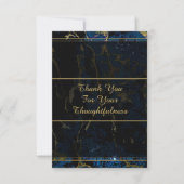 Navy Blue en (Faux) Gold Marble Wedding Bedankkaart (Voorkant)