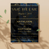 Navy Blue en (Faux) Gold Marble Wedding Save The Date