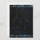 Navy Blue en (Faux) Gold Marble Wedding Save The Date (Achterkant)