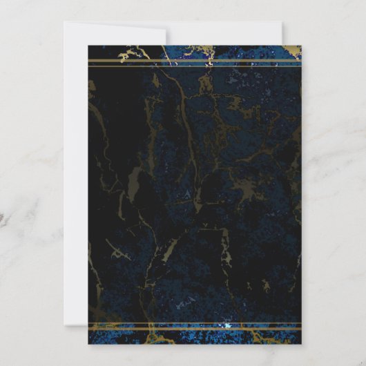 Navy Blue en (Faux) Gold Marble Wedding Save The Date (Achterkant)