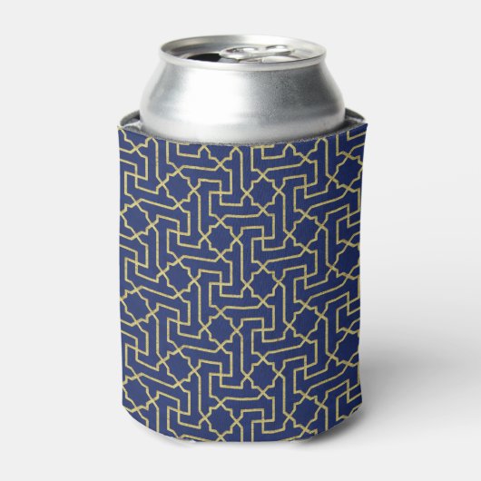 Navy Blue en Faux Gold Moroccan Mosaic Pattern Blikjeskoeler (Blikje Voorkant)