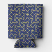 Navy Blue en Faux Gold Moroccan Mosaic Pattern Blikjeskoeler (Voorkant)