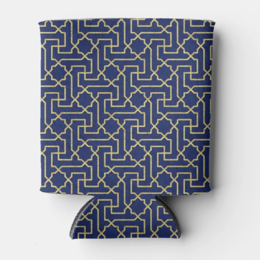 Navy Blue en Faux Gold Moroccan Mosaic Pattern Blikjeskoeler (Voorkant)
