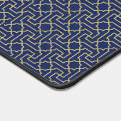 Navy Blue en Faux Gold Moroccan Mosaic Pattern Bureaumat (Hoek)