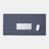 Navy Blue en Faux Gold Moroccan Mosaic Pattern Bureaumat (Keyboard & Muis)